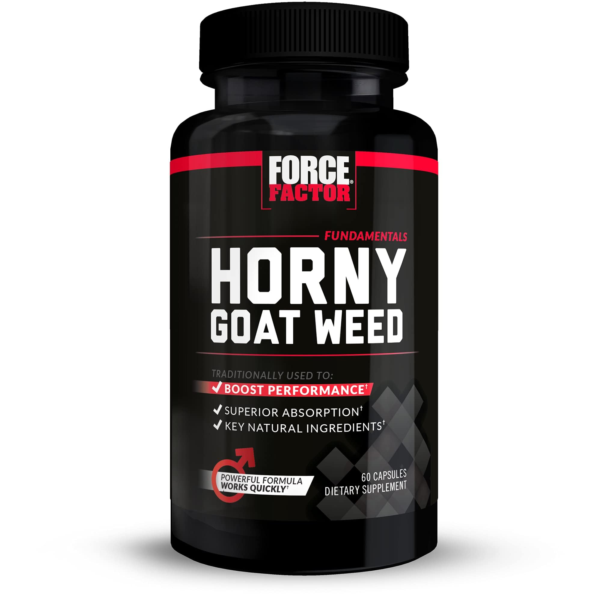 Force Factor Horny Goat Weed for Men, Natural Male Drive and Vitality Supplement with Natural Ingredients for Superior Absorption, Fundamental Series, 750mg, 60 Capsules, 60 Count (Pack of 1)
