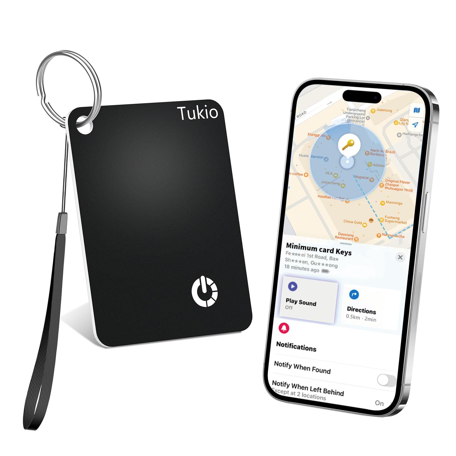Wallet Tracker Card, Air Tracker Tag for Wallet Work with Apple Find My (iOS only), Bluetooth Tracker IP68, Rechargeable Key Finder and Item Locator for Bags, Passports, Black[Apple MFi Certified]
